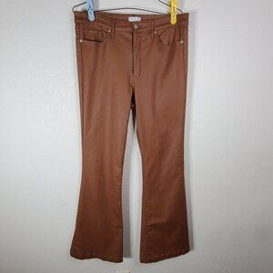 Sofía Vergara Jeans Melisa Flare Pants Size 14 Brown Stretchy Viscose Blend